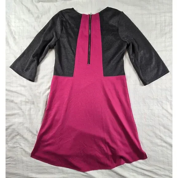 Uncle Frank Sheath Dress Color Block Jersey Ponte Knit 3/4 sleeves Pink Gray S - Picture 2 of 9